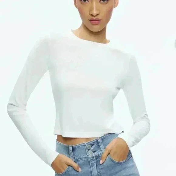 Alice+Olivia Fitted Sweater Long Sleeve Tee - Picture 1 of 9